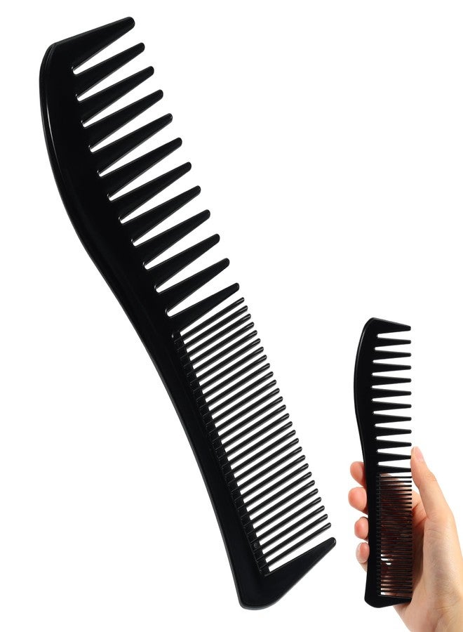 SIMPOR Detangling Hair Comb for Women Double Tooth with Wide and Fine Teeth Shower Combs for Wet Curly Style Barber Comb for Thin Thick Curly Straight Hair for Women Men Black - Image 1